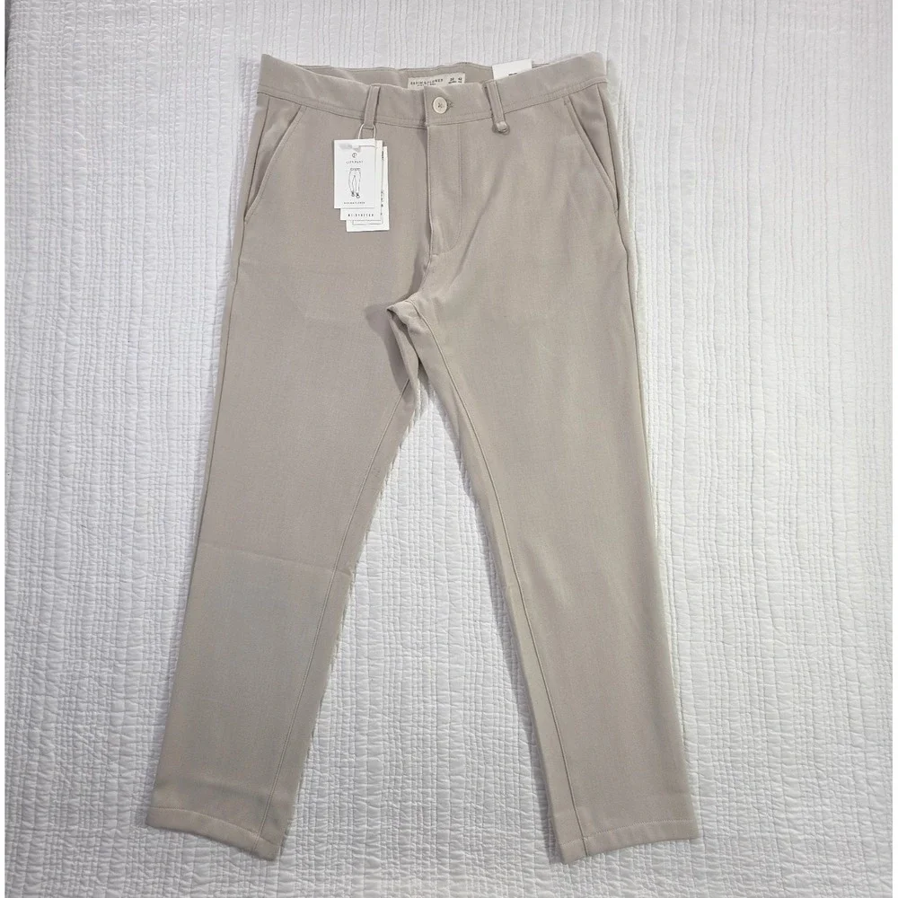 Denim & Flower Ricky Singh Men's City Pant 32x28 Taupe Slim Fit Stretch NWT